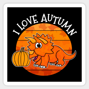 Autumn Triceratops Dinosaur Pumpkin Fall Thanksgiving Sticker